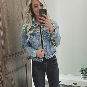 Cropped Camo Jean Jacket